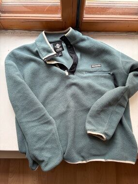 Columbia Sage Green Snap-Front Fleece Pullover